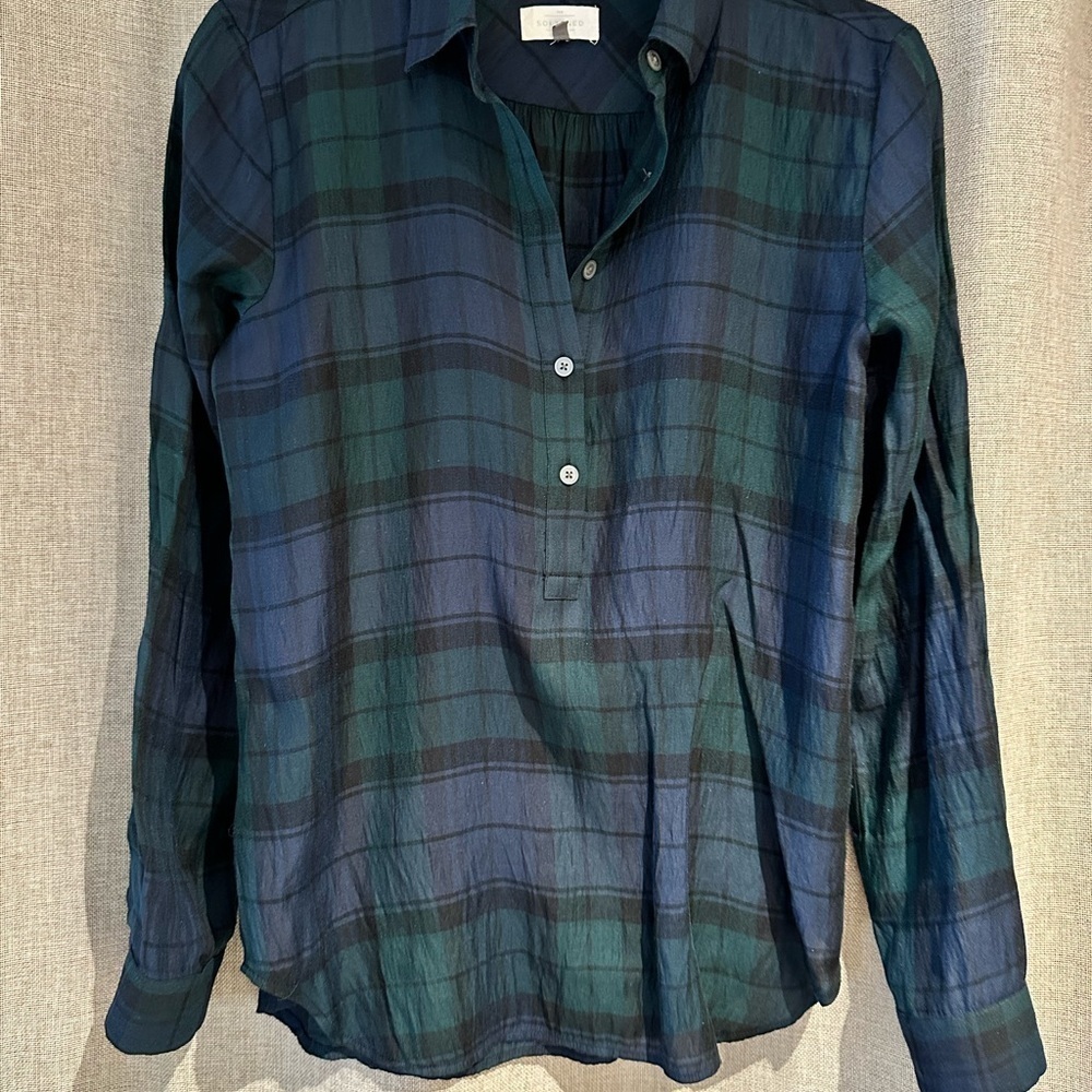 Women’s Green and Blue Plaid Shirt